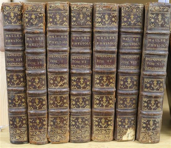 Seven volumes of Elementa Physiologies Alberto v. Haller c.1757